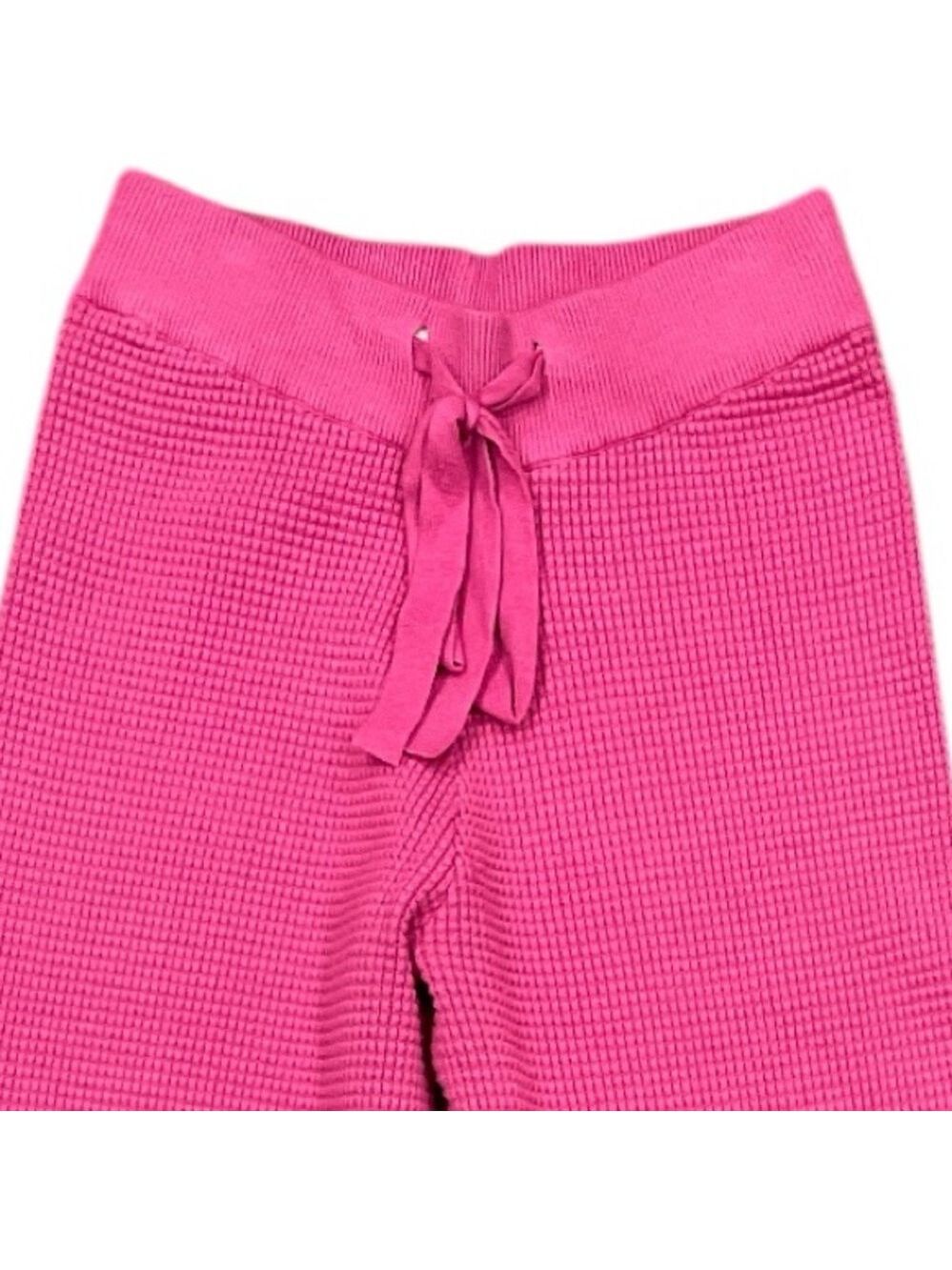 Tea n Rose Hot Pink Ribbed Lounge Pants | Waffle Knit Wide Leg Loungewear